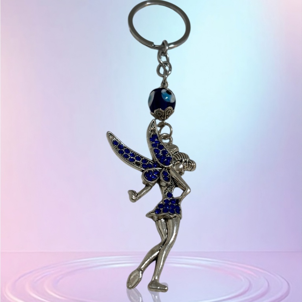 Angel Evil Eye Fairy Key Chain Blue/Silver